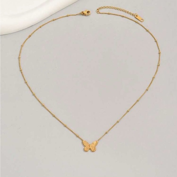 18K Gold Plated Butterfly Pendant Necklace - Picture 4 of 8